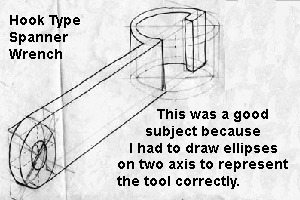 <A hook spanner wrench I sketched out>